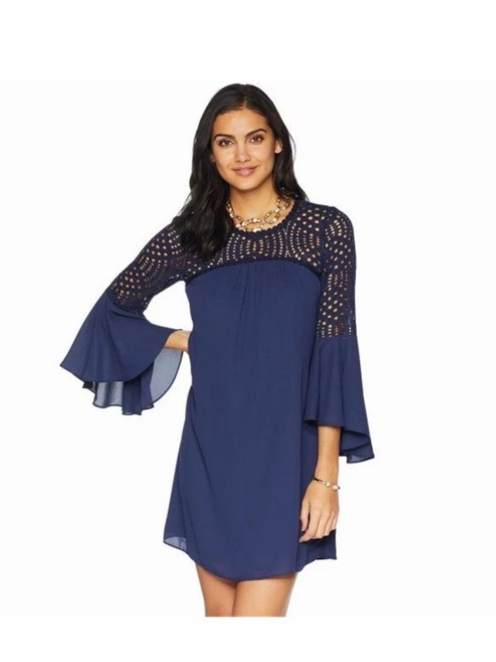 Lilly Pulitzer Amenna Bell Sleeve Lace Dress True Navy Size 0
